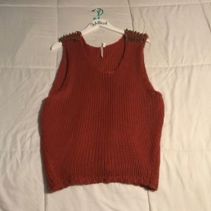 Knit Tank with Gold Embellishments.